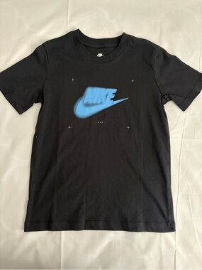 Nike Black Tee with Bright Blue Swoosh Graphic